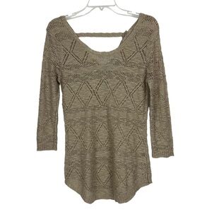 MAURICES Women’s Pullover Lightweight Open Knit Sweater Sz Small Color Tan